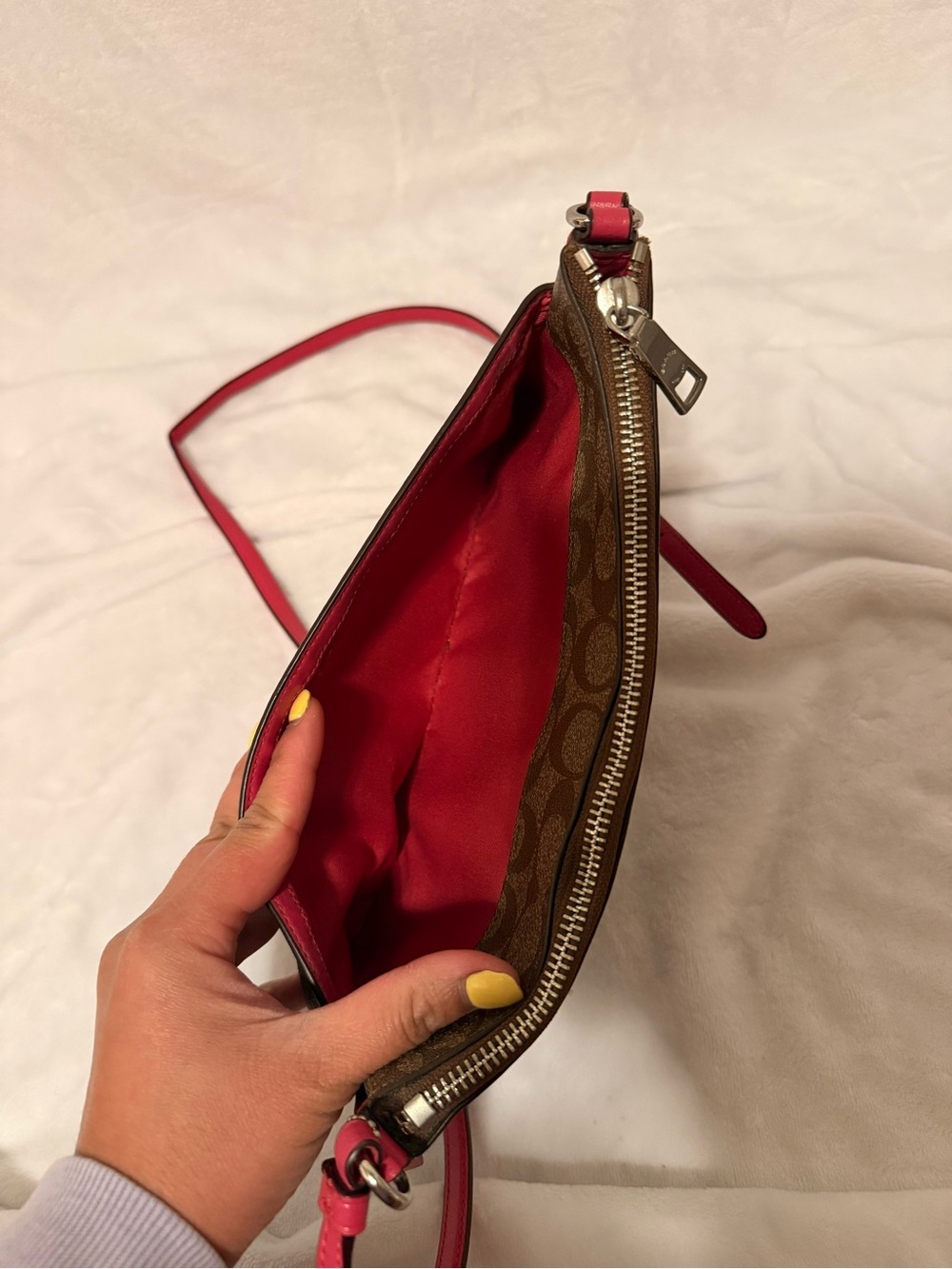 Coach East/West Pop Up Crossbody with Pink Leather Removable Pouch - Picture 7 of 15